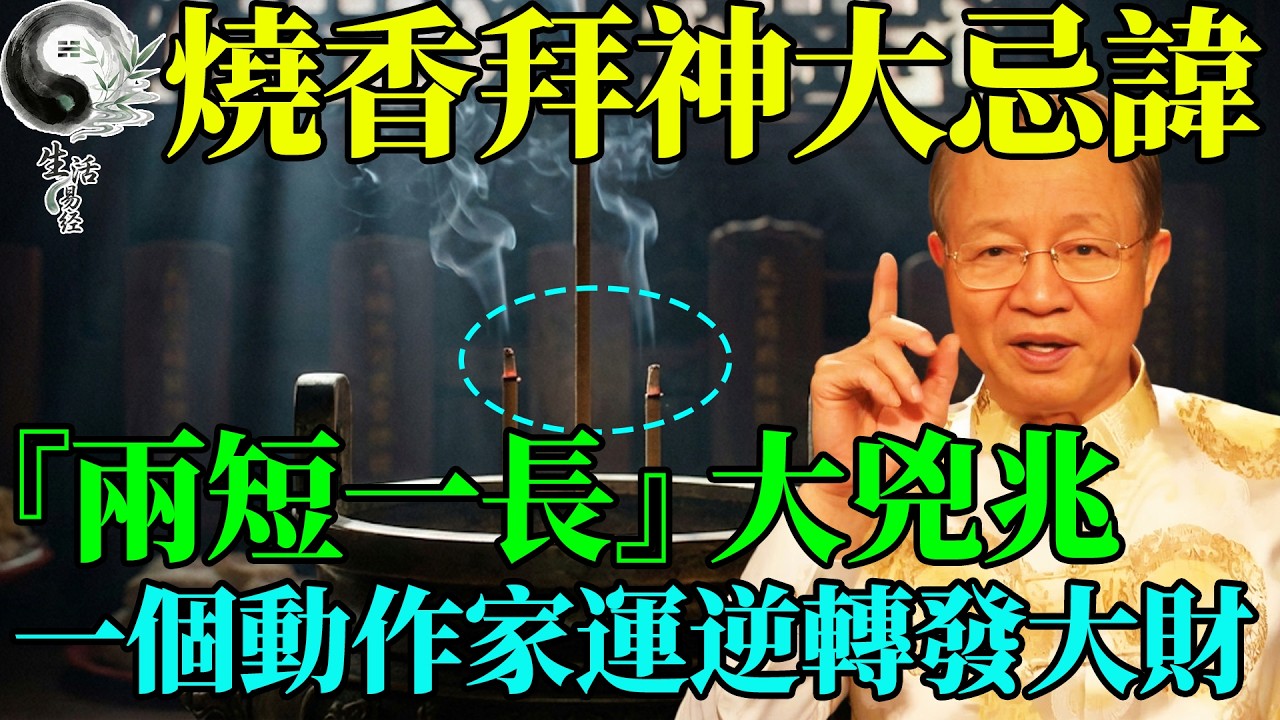 給祖先上香，最怕燒出『兩短一長』！這是大凶之兆，神明在發緊急信號，趕緊做這件事能保命！#曾仕強 #易經智慧 #易經 #正能量 #風水 #人生哲理 #人生感悟 #國學 #國學智慧 #因果