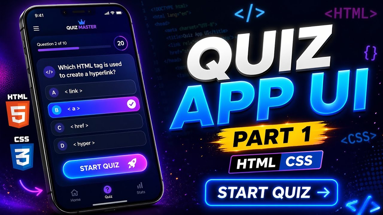 Build a Quiz App Step by Step | HTML CSS Quiz UI (Part 1)