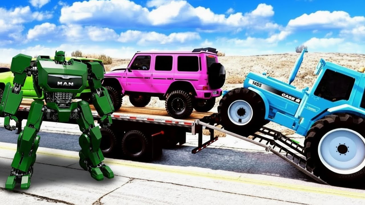 Flatbed Truck Mcqueen | Transportation with Truck - Pothole vs Car #019