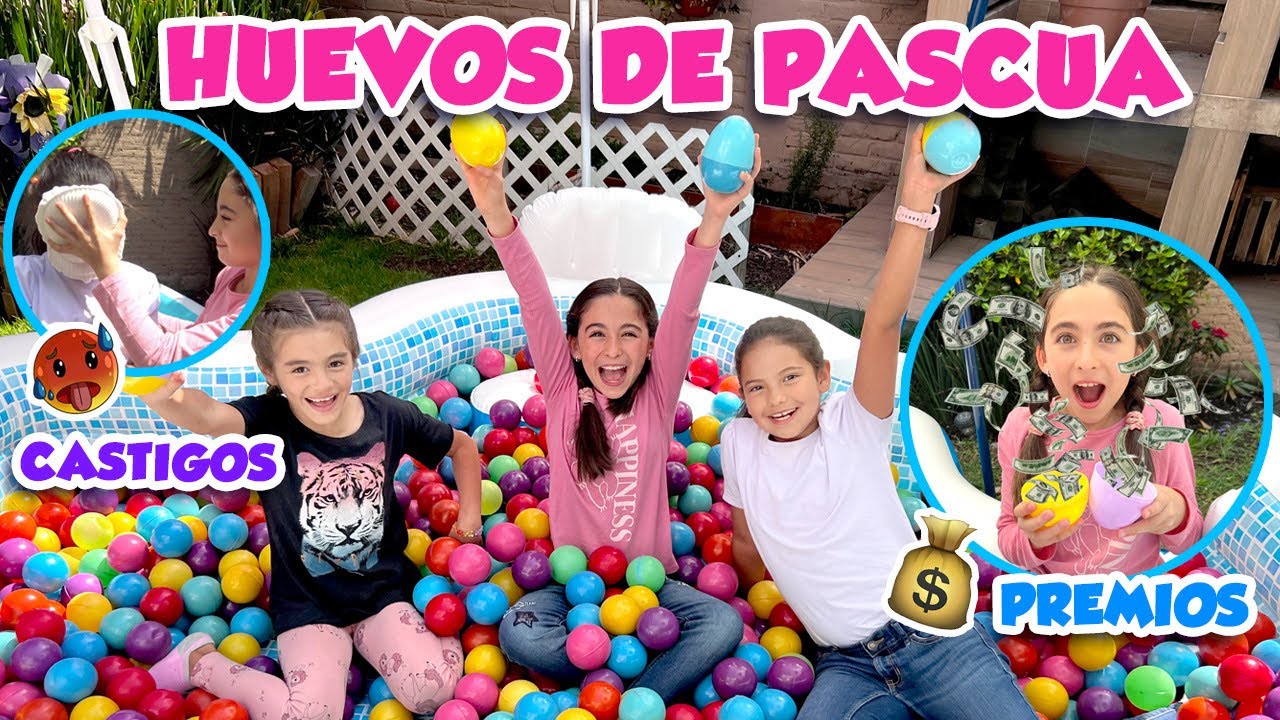 BUSCANDO HUEVOS DE PASCUA EN UNA ALBERCA LLENA PELOTAS DE COLORES / #laracampos #retosdivertidos