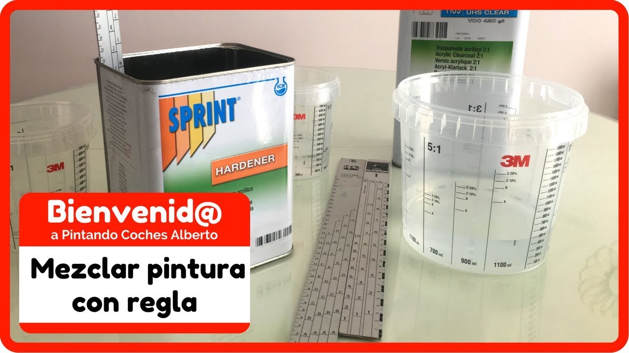 Mezclar pintura y barniz 2k con reglas de medida