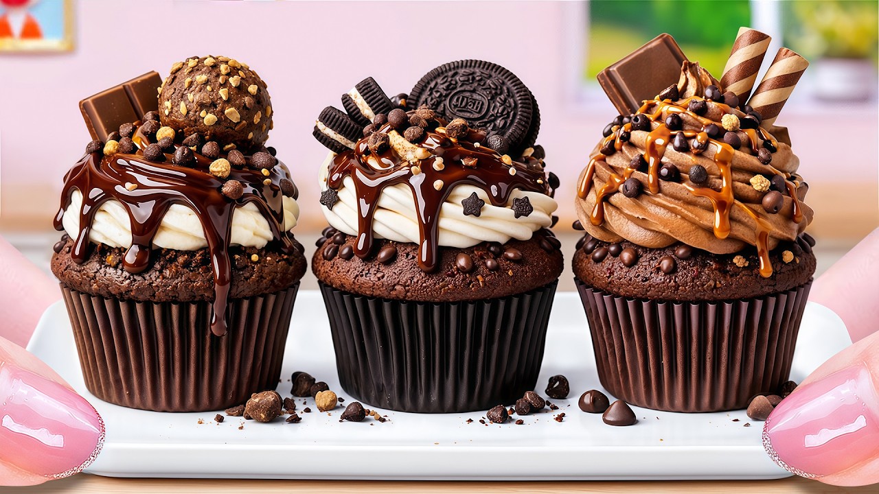 🍫 Delicious Cupcakes with Chocolate, Oreos & Cookie Crumbs🍫 ASMR Mini Cooking