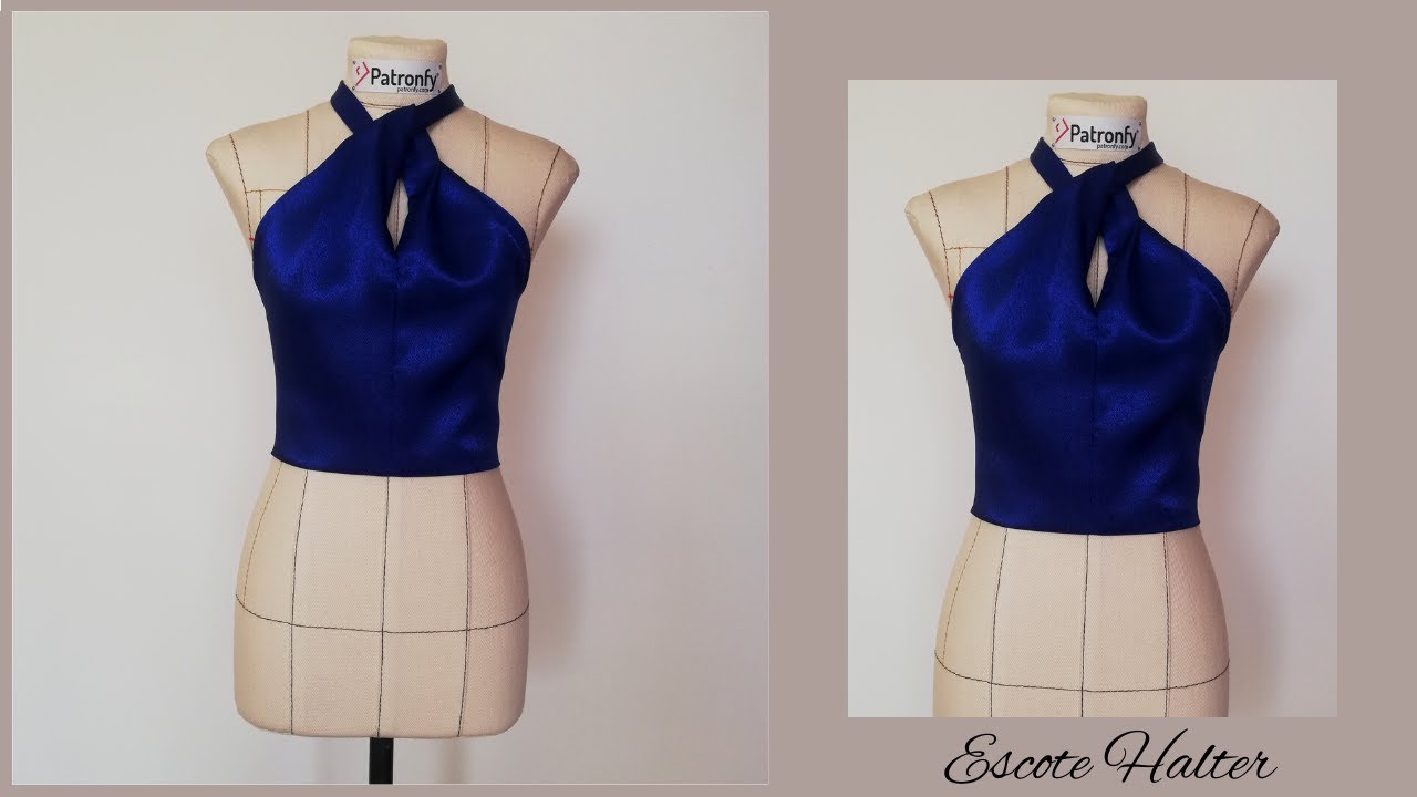 Como hacer un escote halter drapeado cruzado