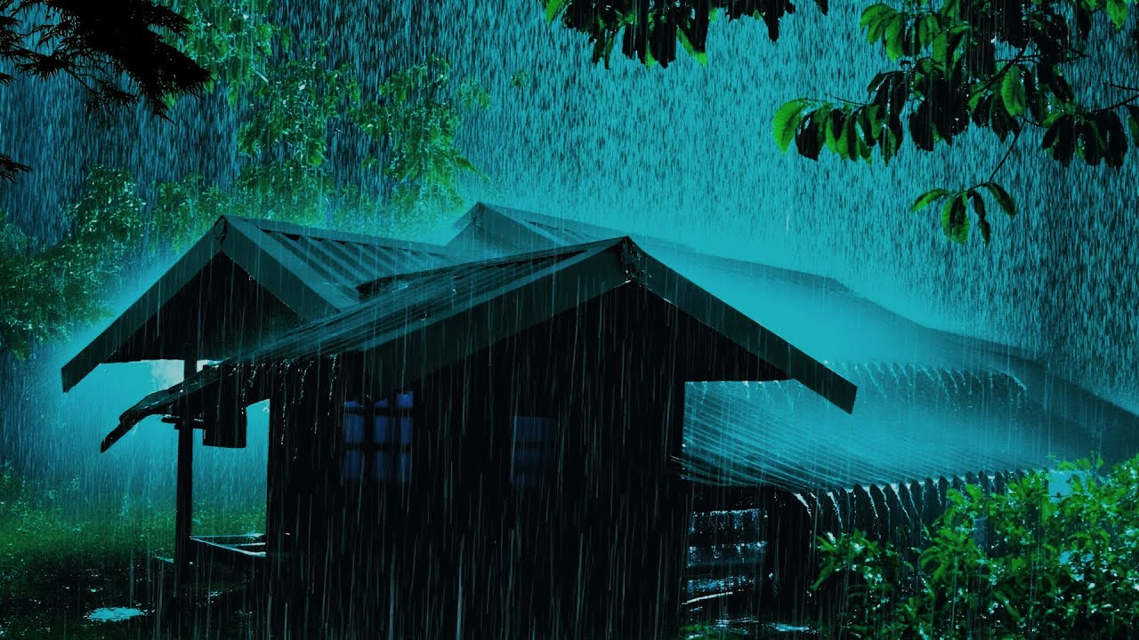 Шум Сильного Дождя По Металлической Крыше 🌧️ Гроза Помогает Снять Стресс И Заснуть За 3 Минуты