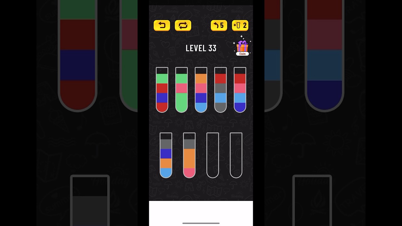 Water Sort Puzzle Level 33 Walkthrough #shorts #watersortpuzzle