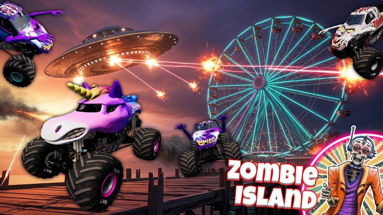 Monster Jam Rescue Mission: Saving The Ferris Wheel From Alien Invasion!