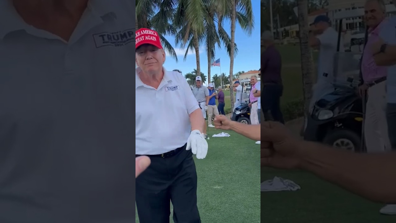 President Trump showed off impressive touch around the greens with a beautifully struck chip ❤️