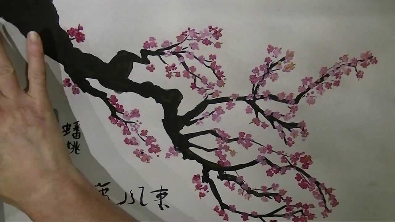 Cherry Blossom Brush Painting