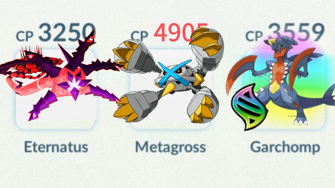 👿3Vs3 ETERNATUS SHINY mega METAGROSS mega GARCHOMP battle in Pokemon go