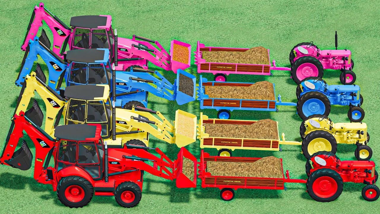 Work with Colors - LIME JOB with CAT BACKHOE LOADER & ZETOR Mini Tractor | Farming Simulator 22