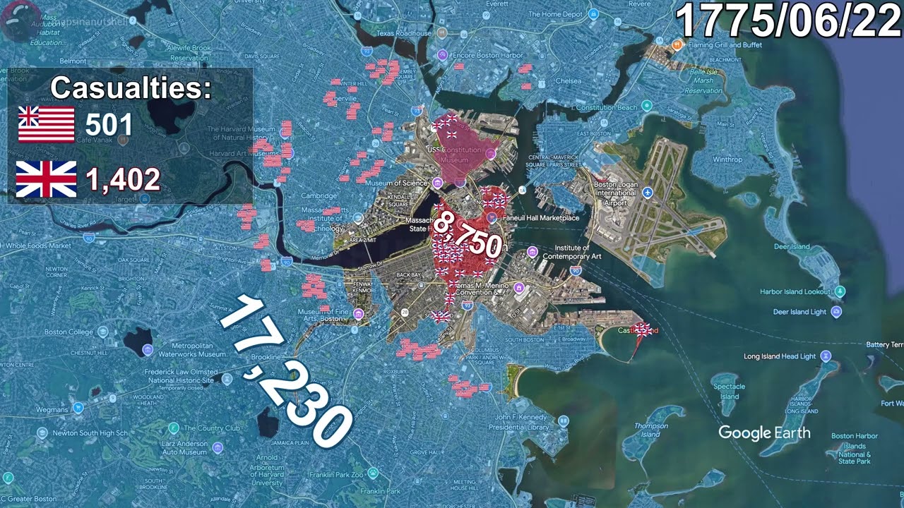 The Siege of Boston using Google Earth