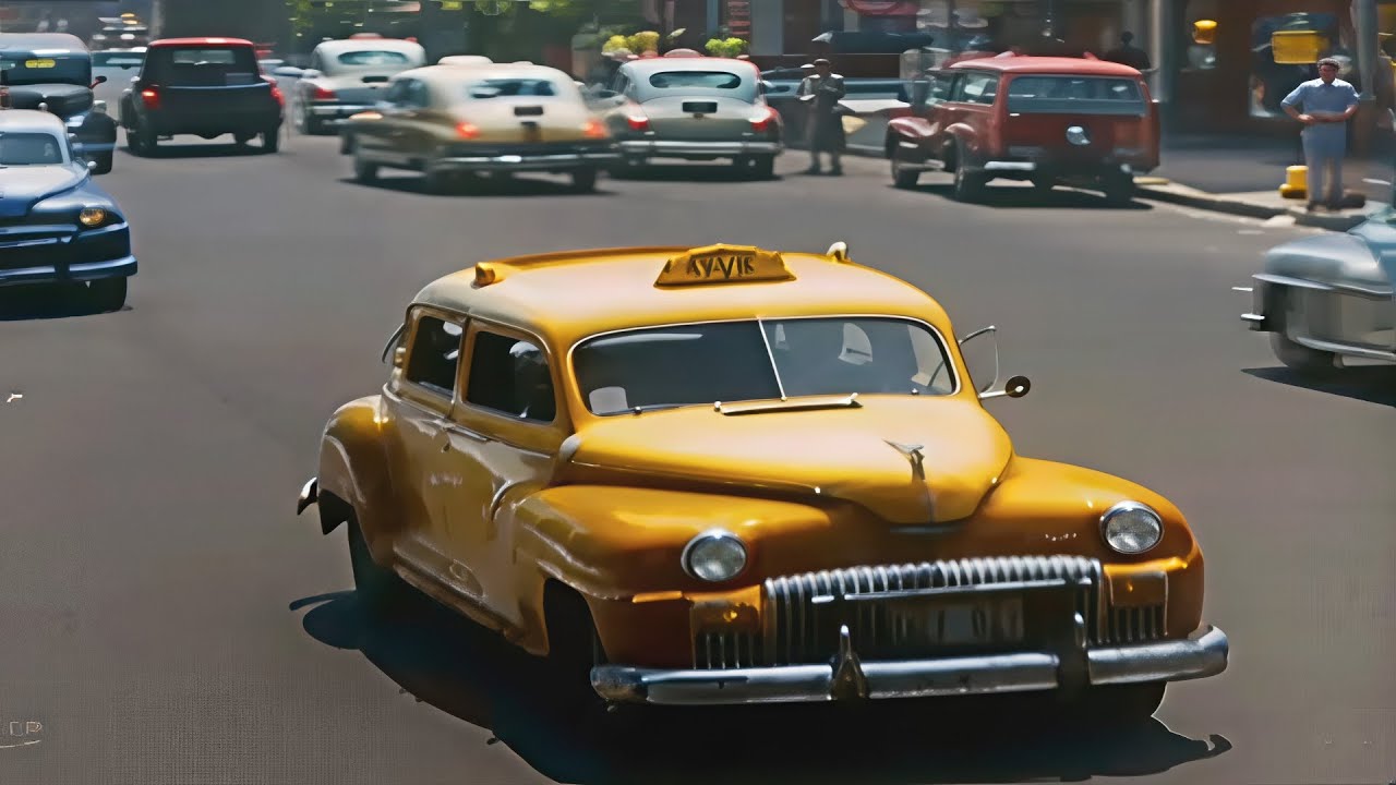 New York City Late 1940s in color [60fps,Remastered] w/sound design added
