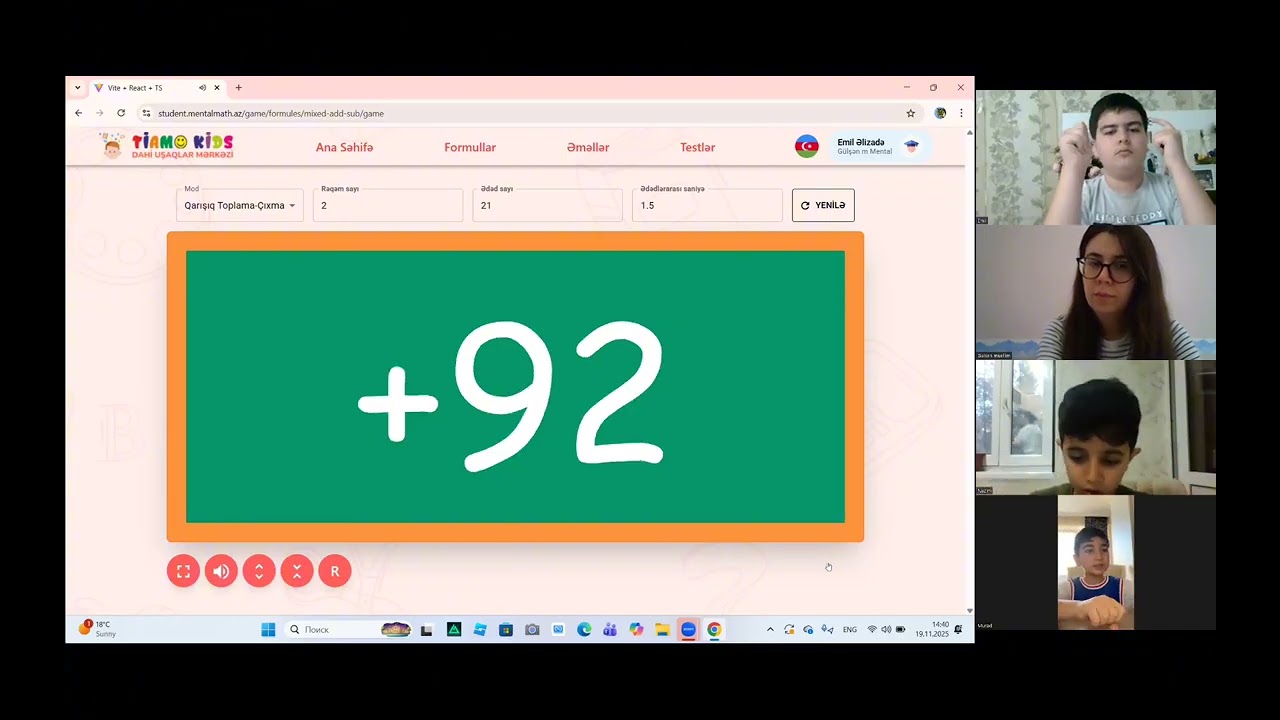 Online - TİAMO MENTAL ARİTMETİK dərsi.