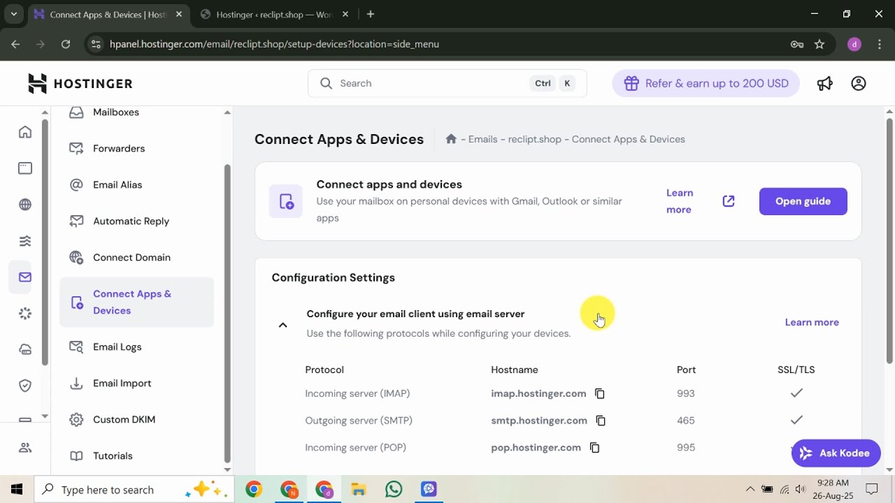 How to Set Up Email on Hostinger