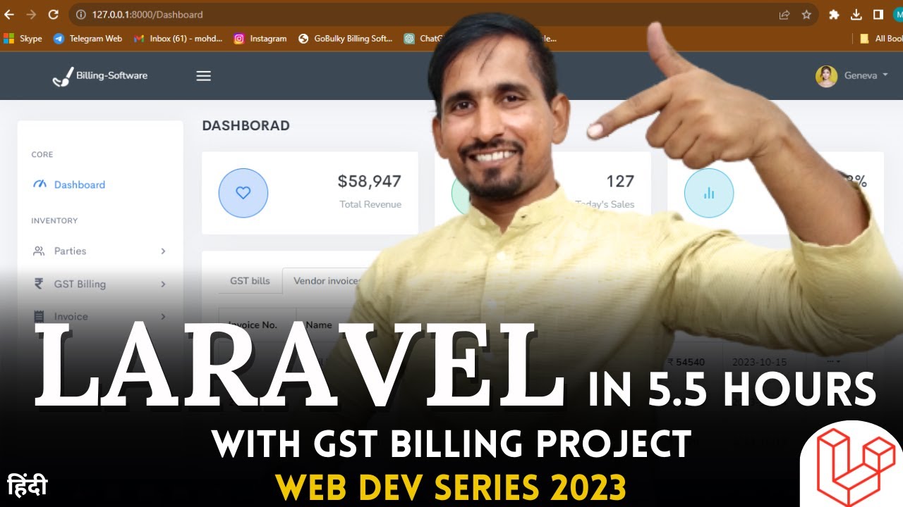 LARAVEL Full Tutorial With GST Billing Project | Coding Kalakar