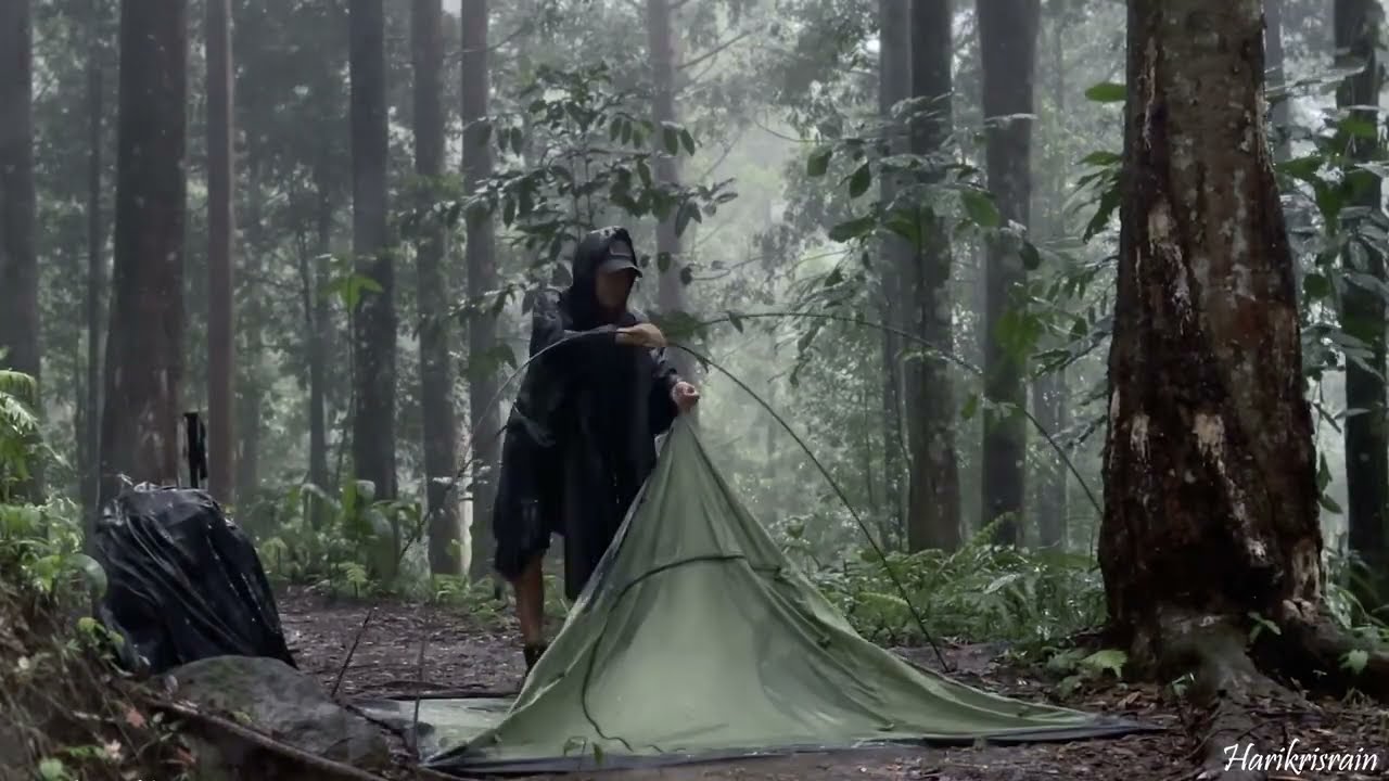 Solo in A Bad Rainstorm‼️Solo Camping in Heavy Rain