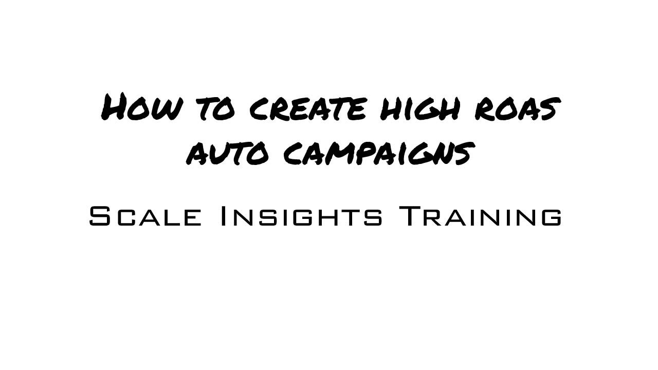 How to Create HIGH ROAS Auto Campaigns - Scale Insights Training