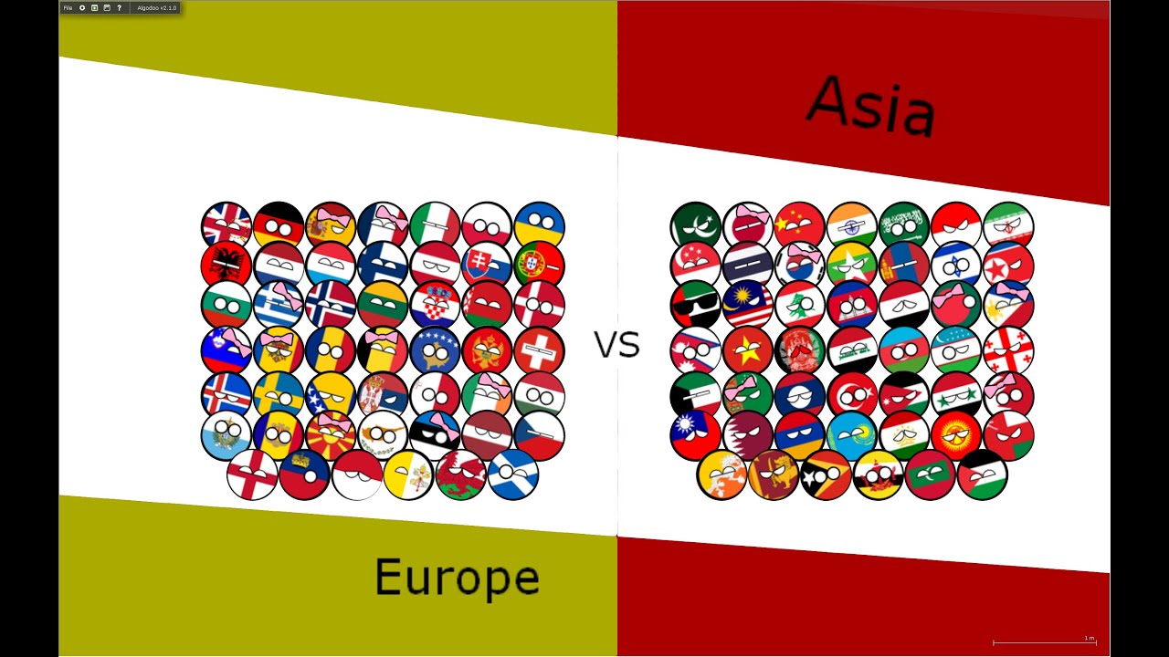 Marble race. Europe VS Asia! (96 countryballs)