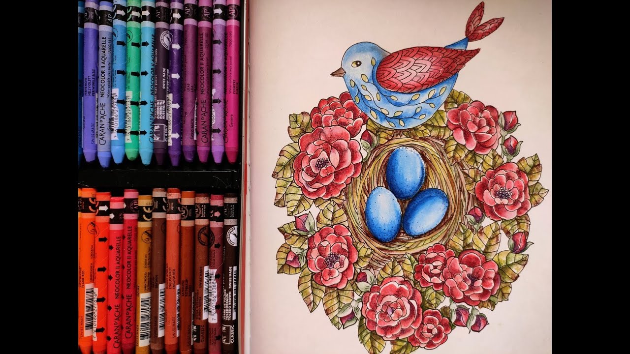 How to color with NeocolorII | Neocolorii |Maria Trolle Book #adultcolorbook  #carandache