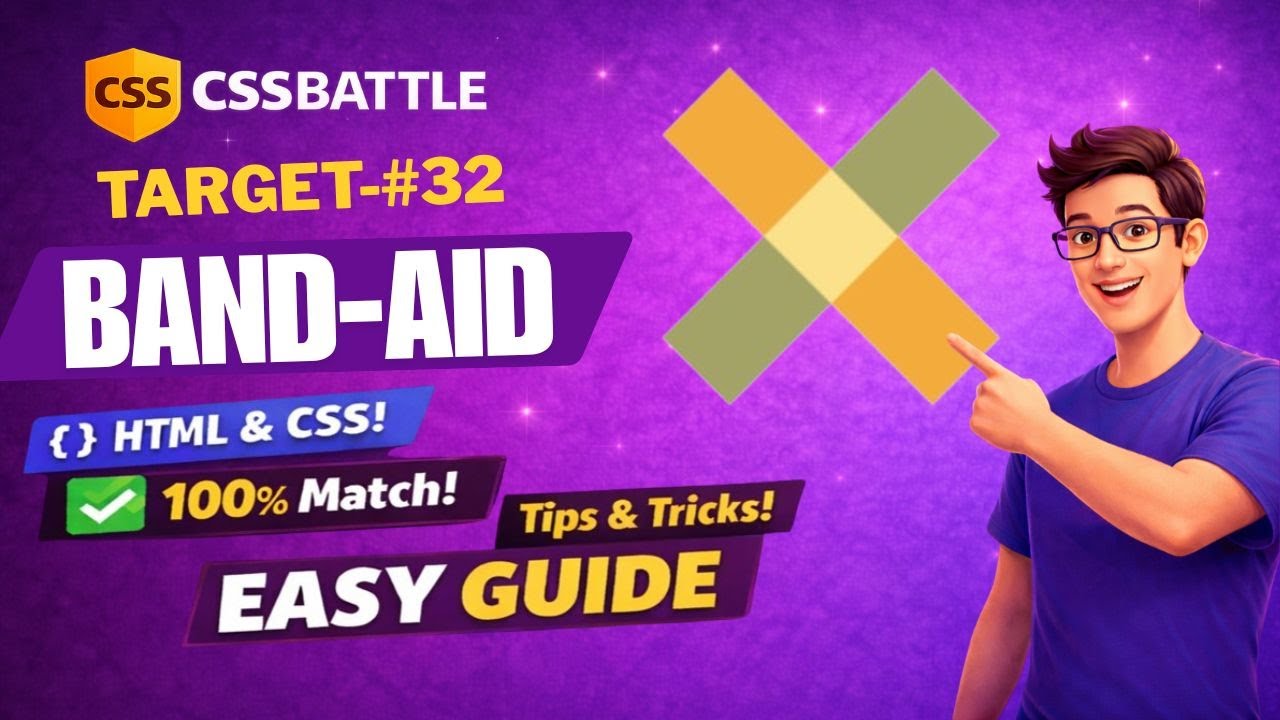 Master the Overlapping Shapes || CSSBattle #32 - Band-Aid (100% Match)