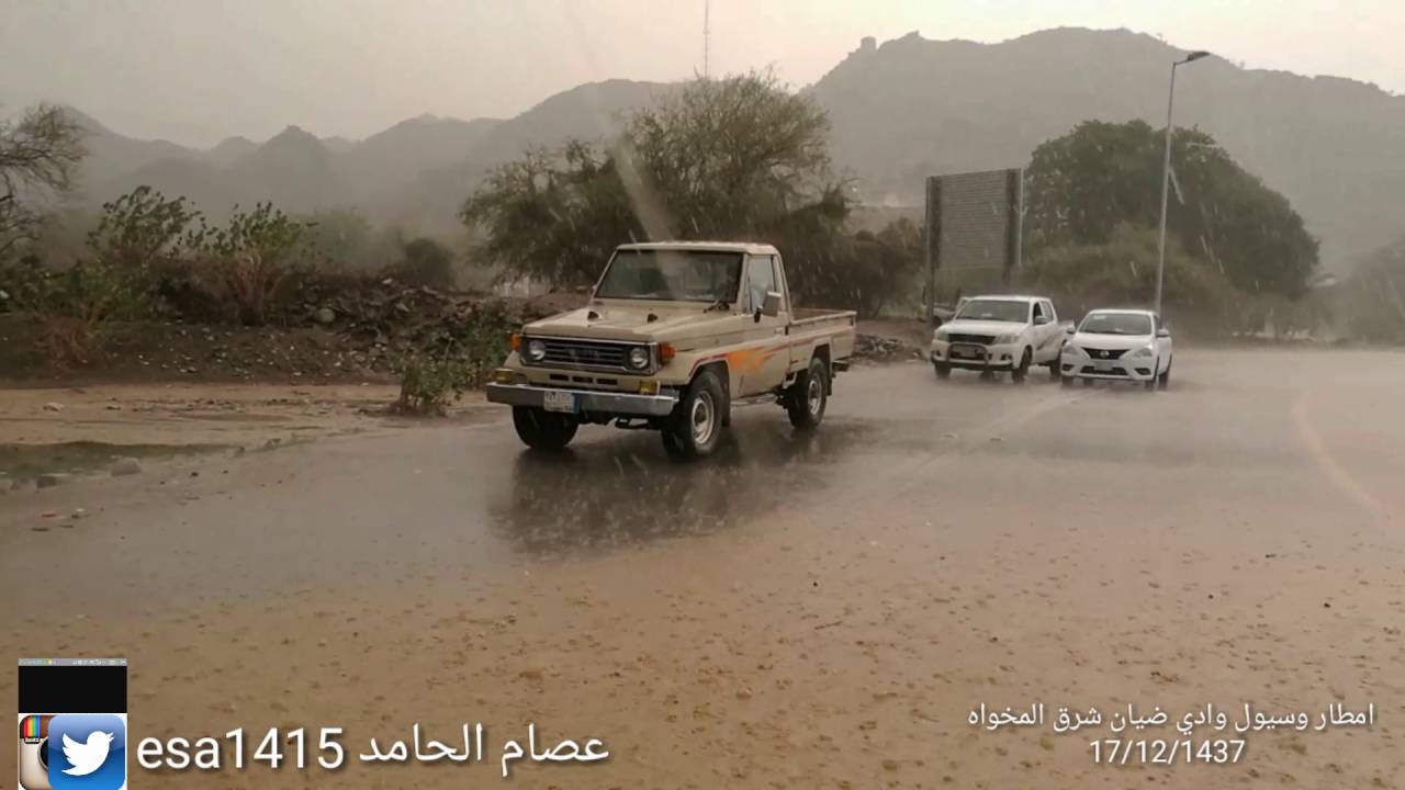 امطار وسيول  وادي ضيان شرق المخواه  , الاحد 17/12/1437