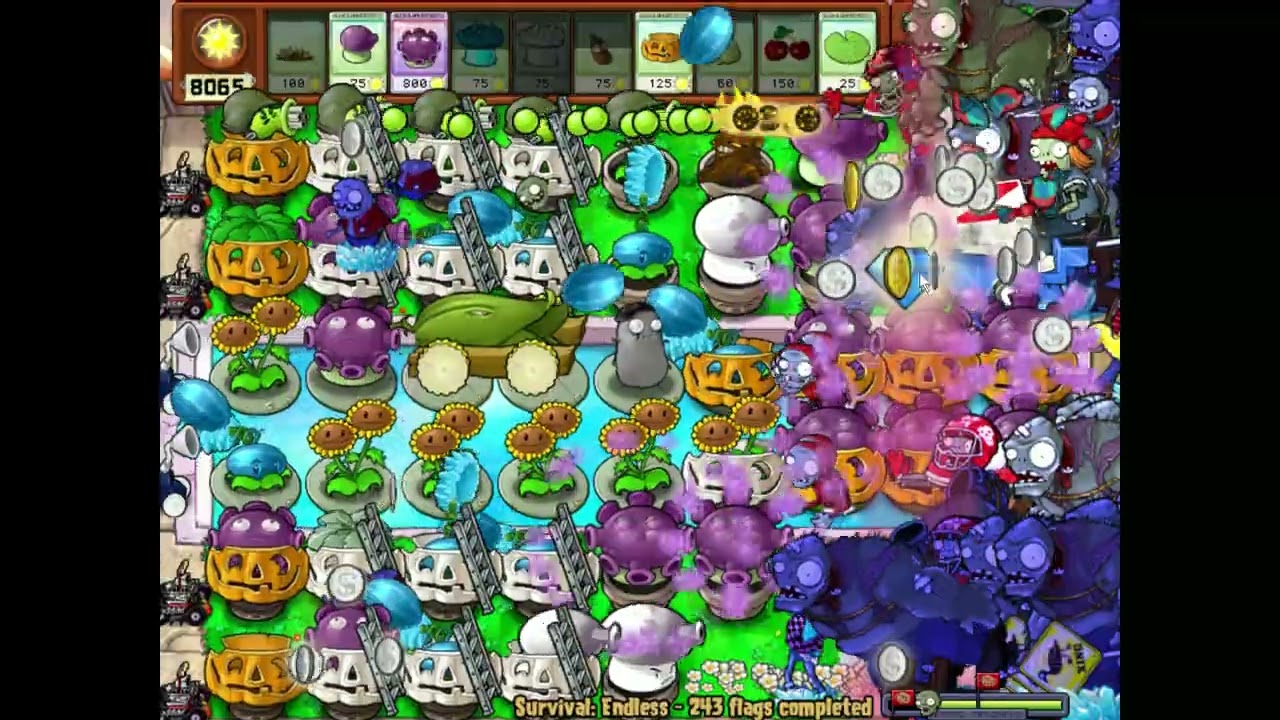 Plants vs Zombies Survival Endless! Fire and Ice. 5 Gatling Pea