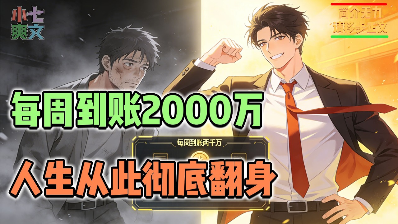 🔥一事无成的废物，觉醒系统每周到账两千万，我灰白的人生从此彻底翻身！#神豪系统 #都市爽文 #一口气看完 #逆袭打脸 #小七爽文 #系统小说 #逆天改命 #三十岁逆袭 #每周两千万