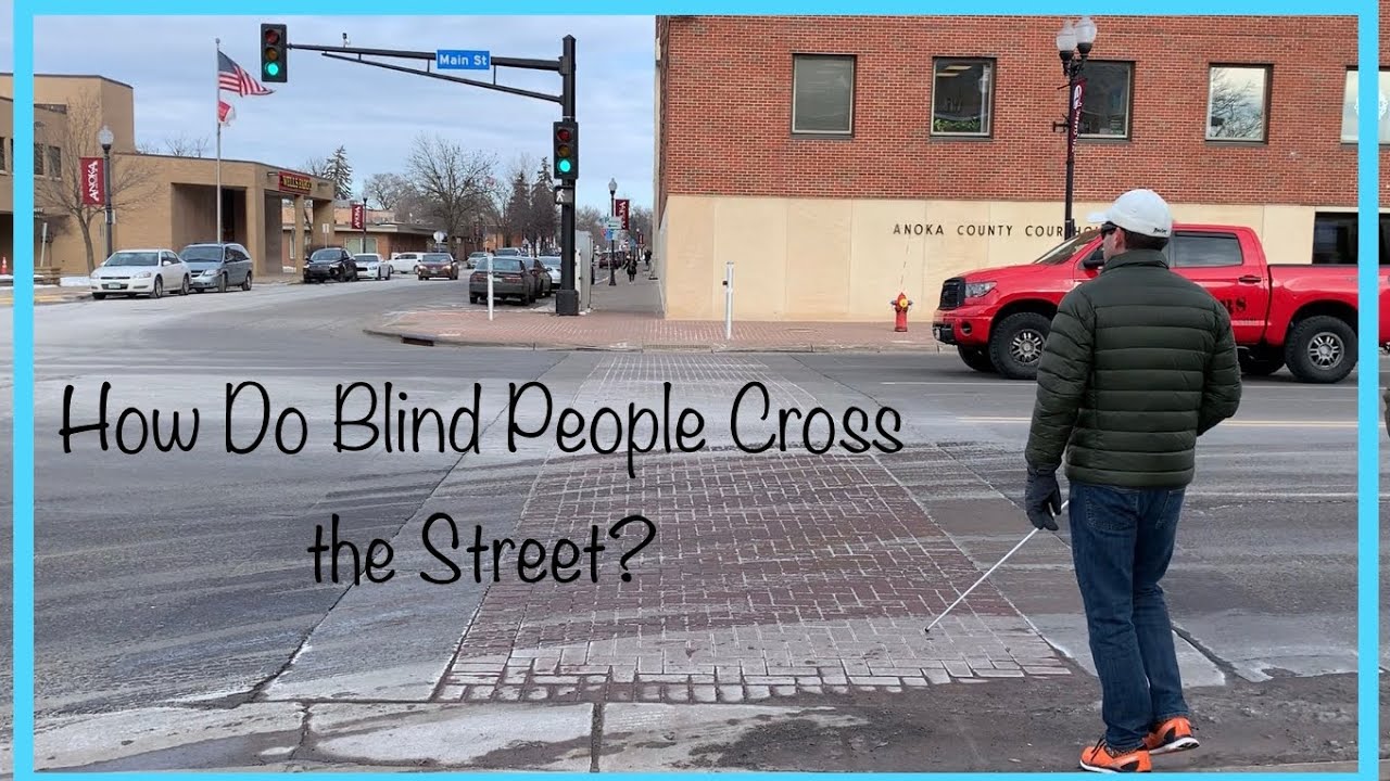Crossing a Busy Street at a Controlled Intersection with a White Cane | Blind Travel