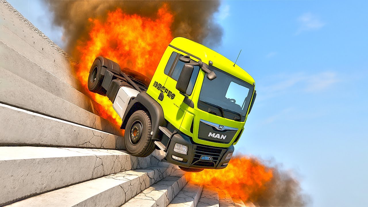 BeamNG Drive - Cars vs Stairs #36