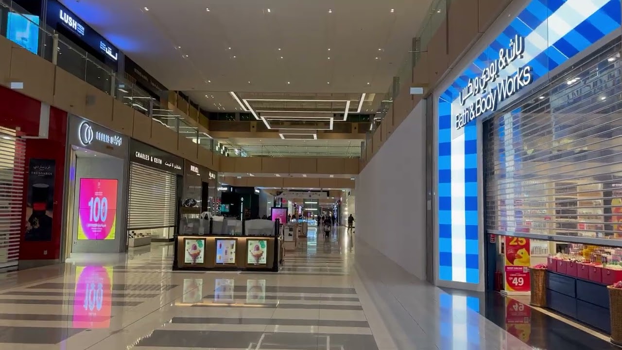 walking around inside doha festival shopping mall qatar