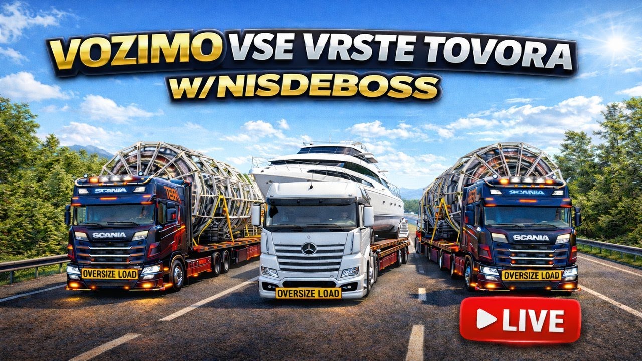 🔴 LIVE 🔴  DOLGE CESTE, TEŽKI TOVORI, KONVOJ Z EKIPO 🚛ETS2🚛 W/ @NisDeBoss