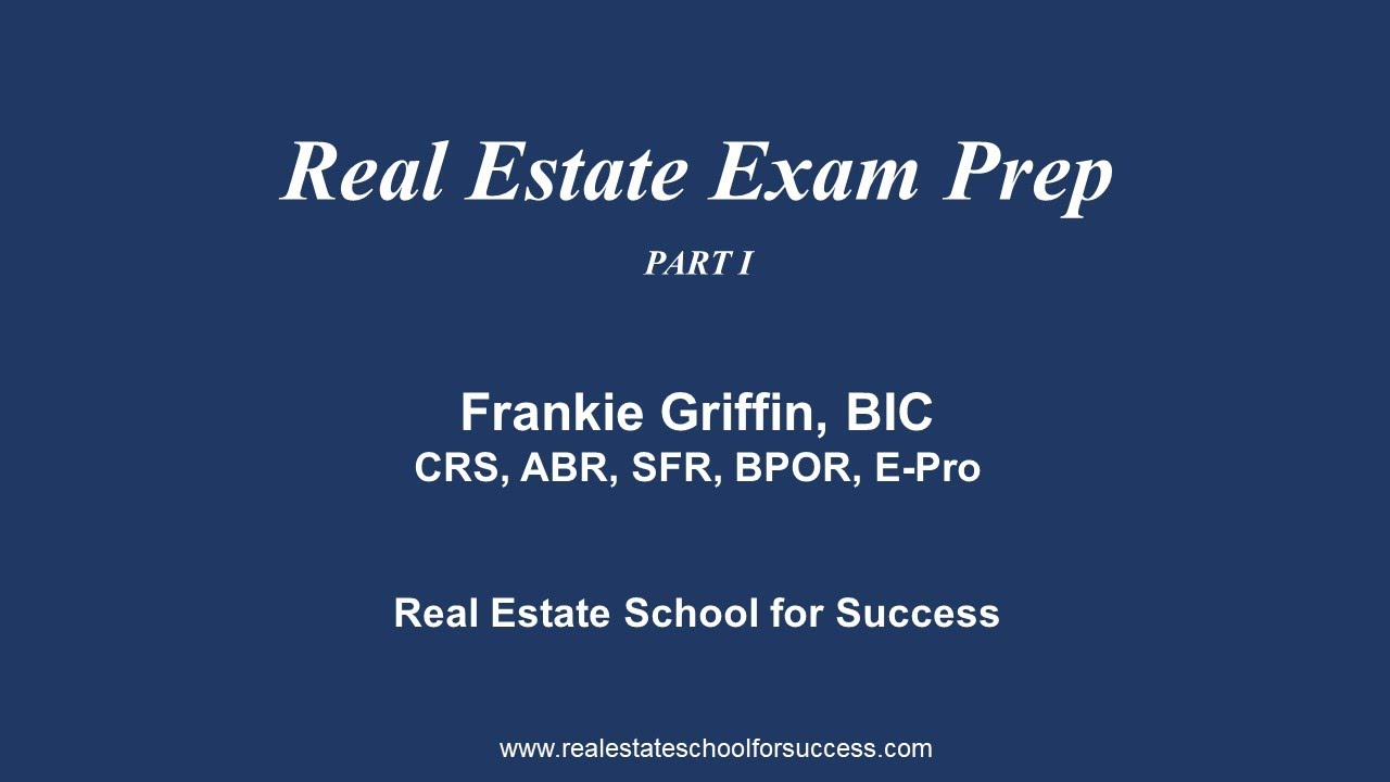 Real Estate Exam Practice Questions.  Pt 1