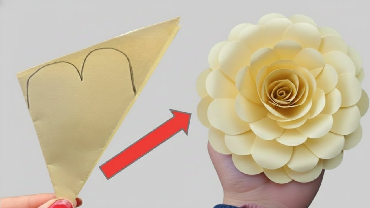 How To Make Paper Rose Easy/ Beautiful Paper Rose Flower Making Idea/ Diy Paper Rose Flower#part35