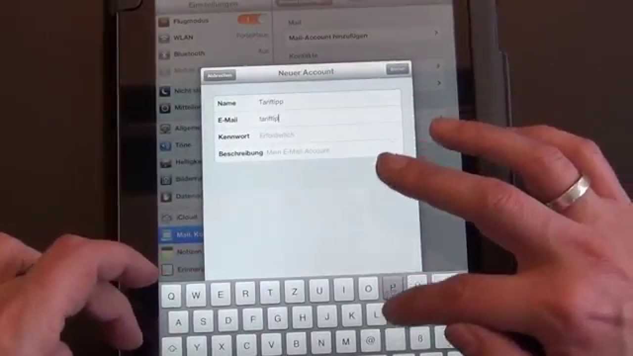 EMail-Konto einrichten auf dem iPad oder iPhone