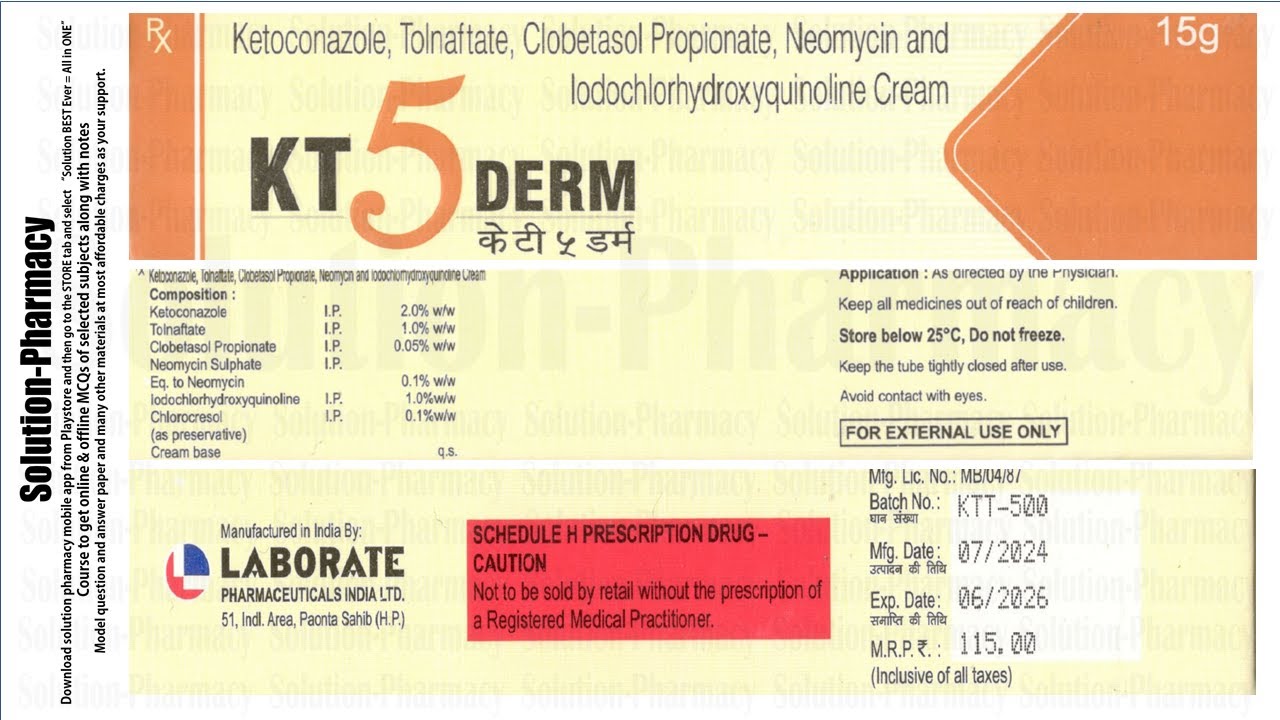 KT 5 Derm Cream | Treatment of Skin Infection Including Inflammation, Redness and Itching | Skin