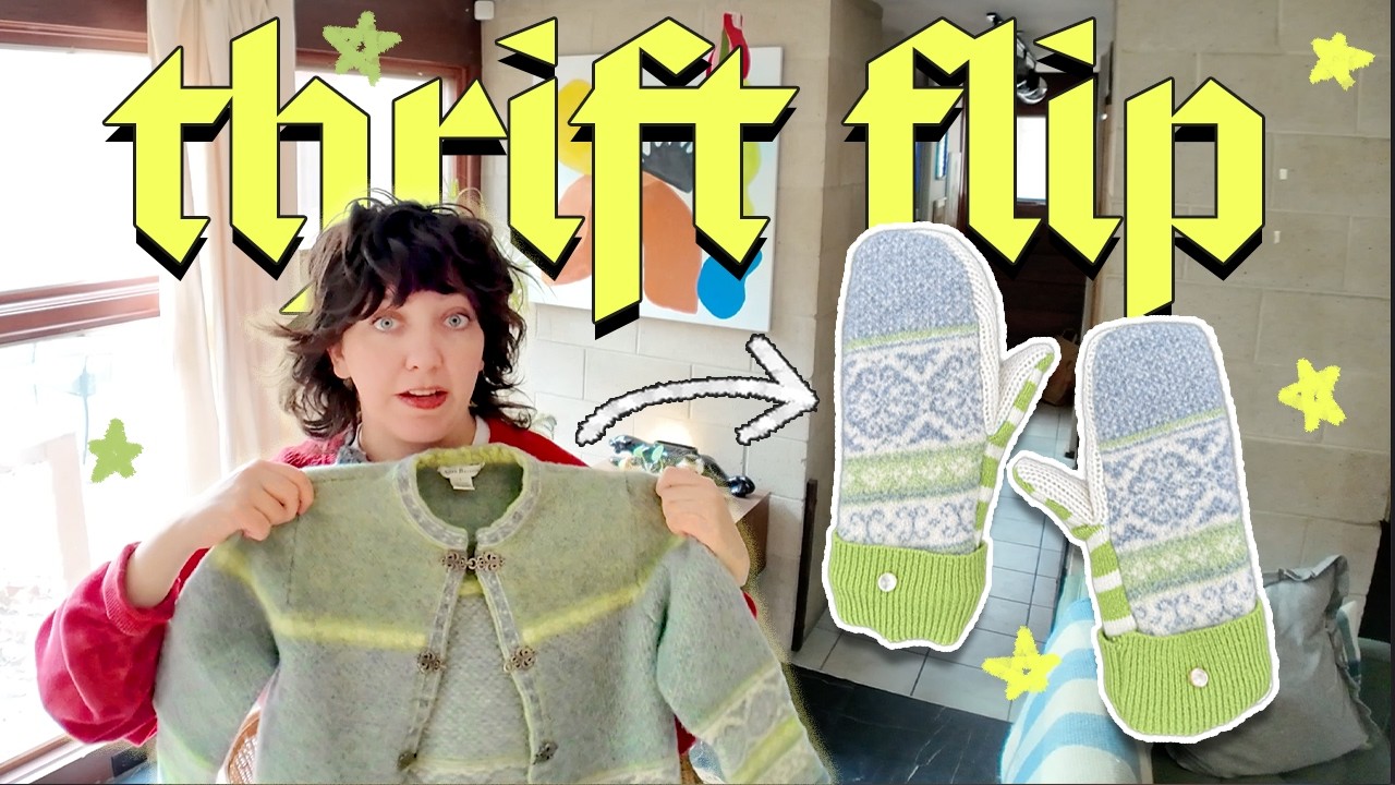 How to make mittens from thrifted sweaters ⊹₊⟡⋆ (to survive winter sadness) vintage thrift flip DIY