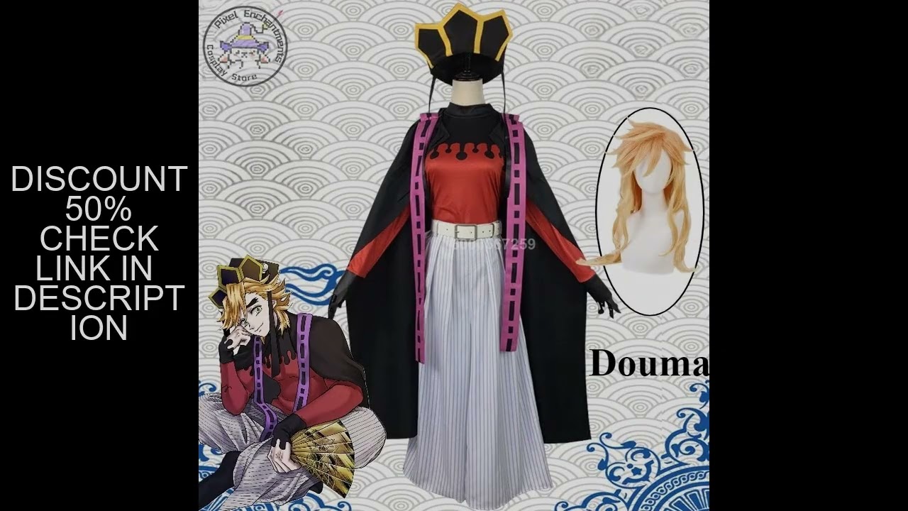 Popular Anime Demon Doma Douma Cosplay Costume Twelve Kizuki Upper Rank Two Role Play Wig Fan Sets O
