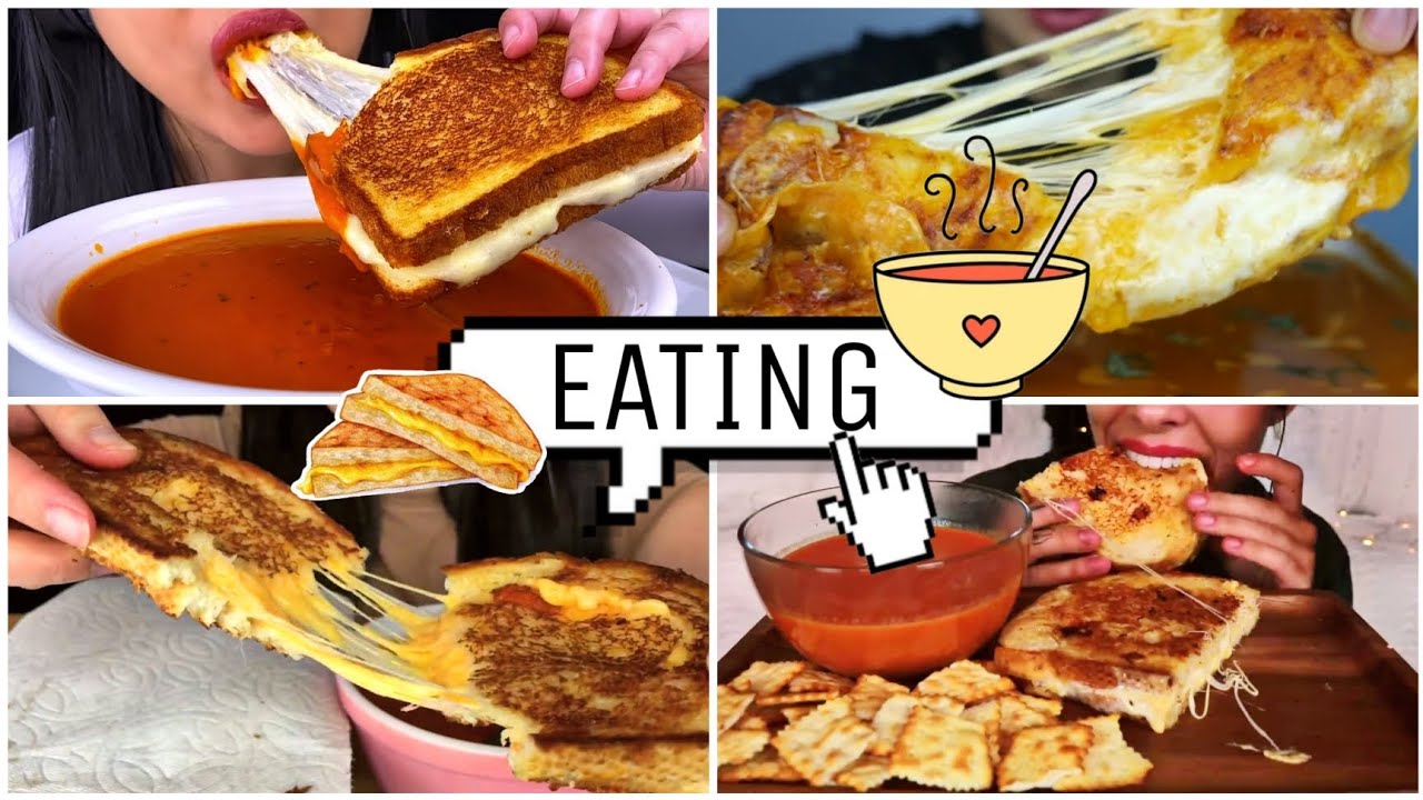 TOMATO SOUP & GRILLED CHEESE EATING SOUNDS||compilation||MUKBANG [ASMR] NO TALKING