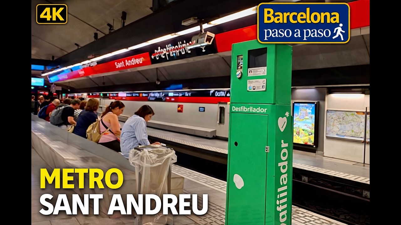Metro Sant Andreu, L1 | Paseo en 4K por Barcelona | Walking Tour in Barcelona
