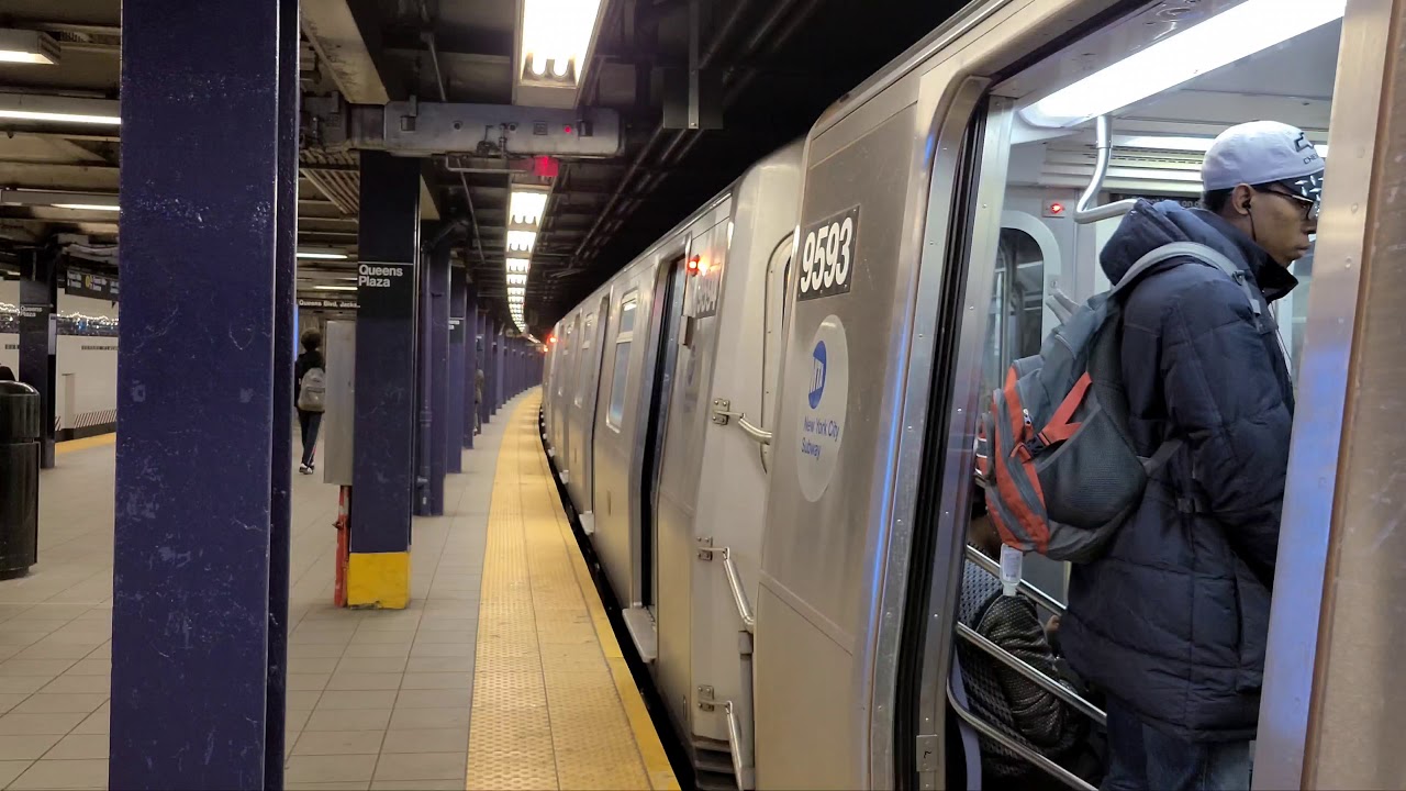 4k: IND Queens blvd line: NYC Subway Action at Queens Plaza