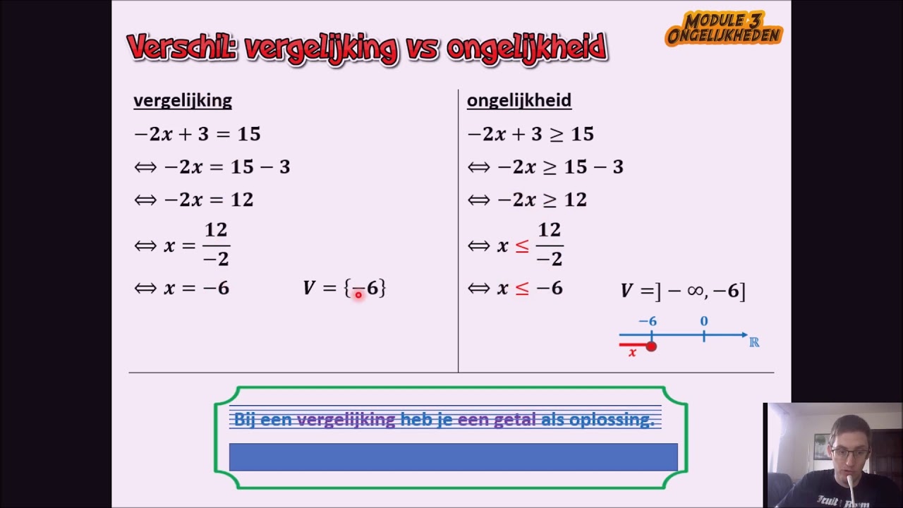 (3) Ongelijkheden: Verschil vergelijking vs ongelijkheid