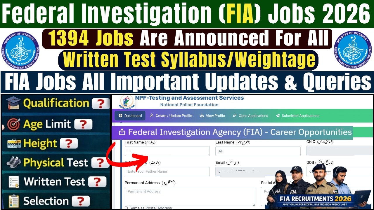 1394 FIA Jobs 2026 Online Apply | How to Create Account on NPF Job Portal | Latest Govt Jobs 2026