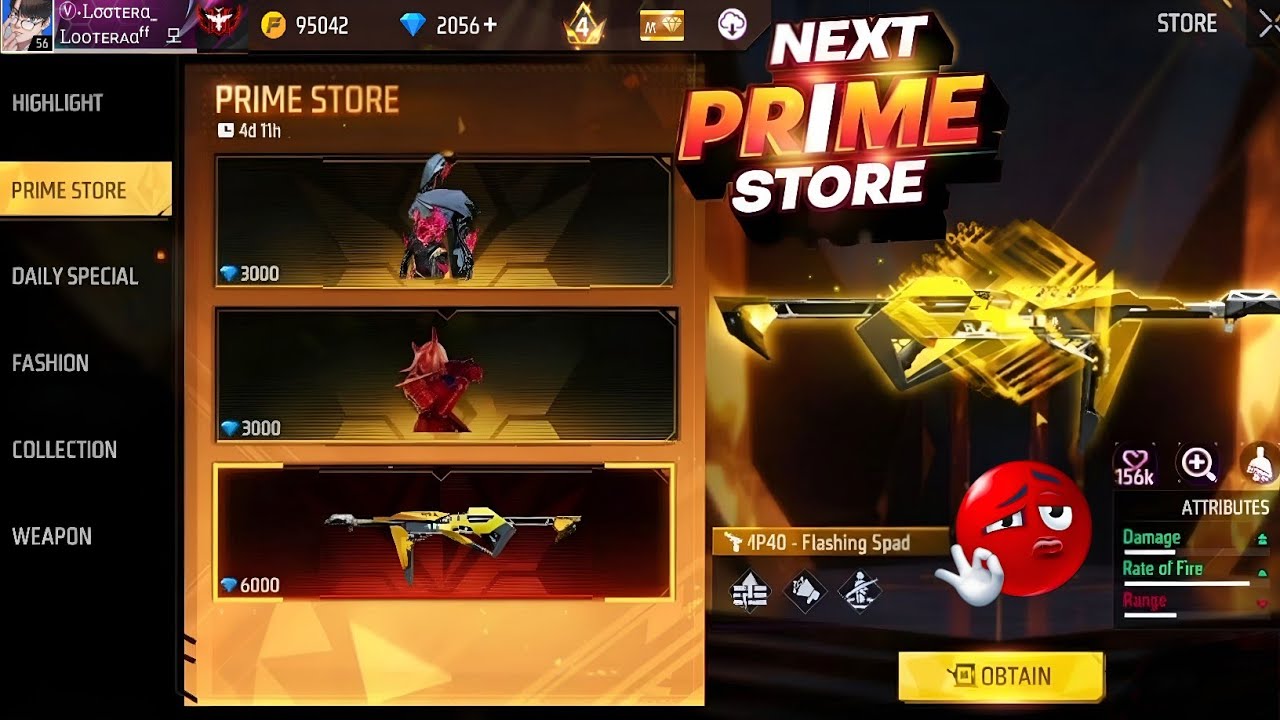 Prime Store Next Rewards 🤯💥| Lol Emote Return, Poker Mp40 Return | Free Fire New Event |FF New Event