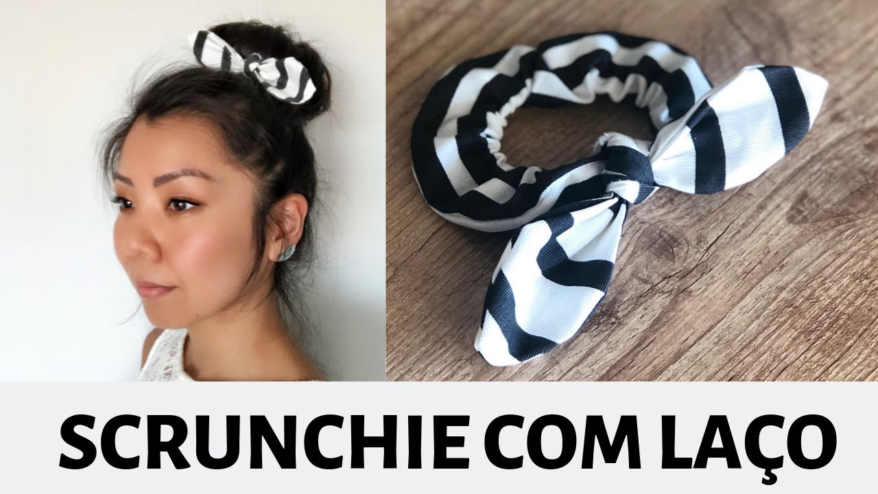 MOLDE GRÁTIS - COMO FAZER UM SCRUNCHIE COM LAÇO- Lacinho, xuxinha, chuchinha