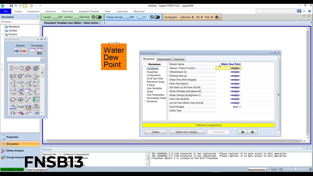 Aspen Hysys : Water Dew Point in Pipeline
