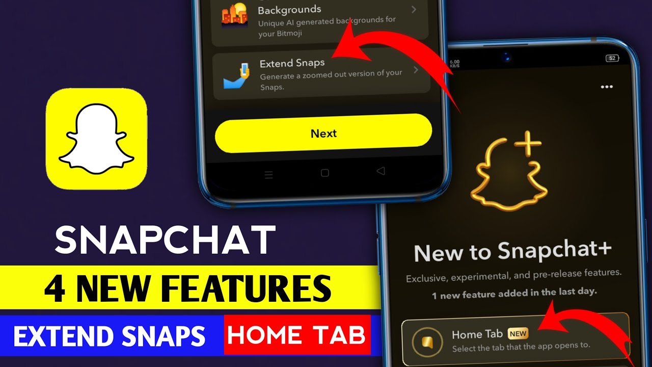 Snapchat new features || Snapchat Extend snaps || Home tab || Custom Chat Colors