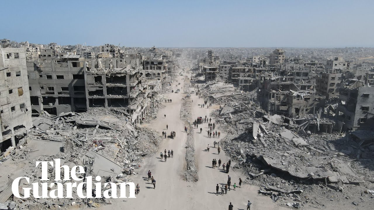 Drone footage shows Gaza destruction as people return home