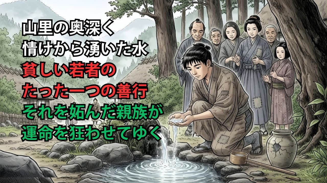 山里に湧き出た情けの水――貧しい若者のたった一つの善行が、欲深い親族の運命を一変させた話