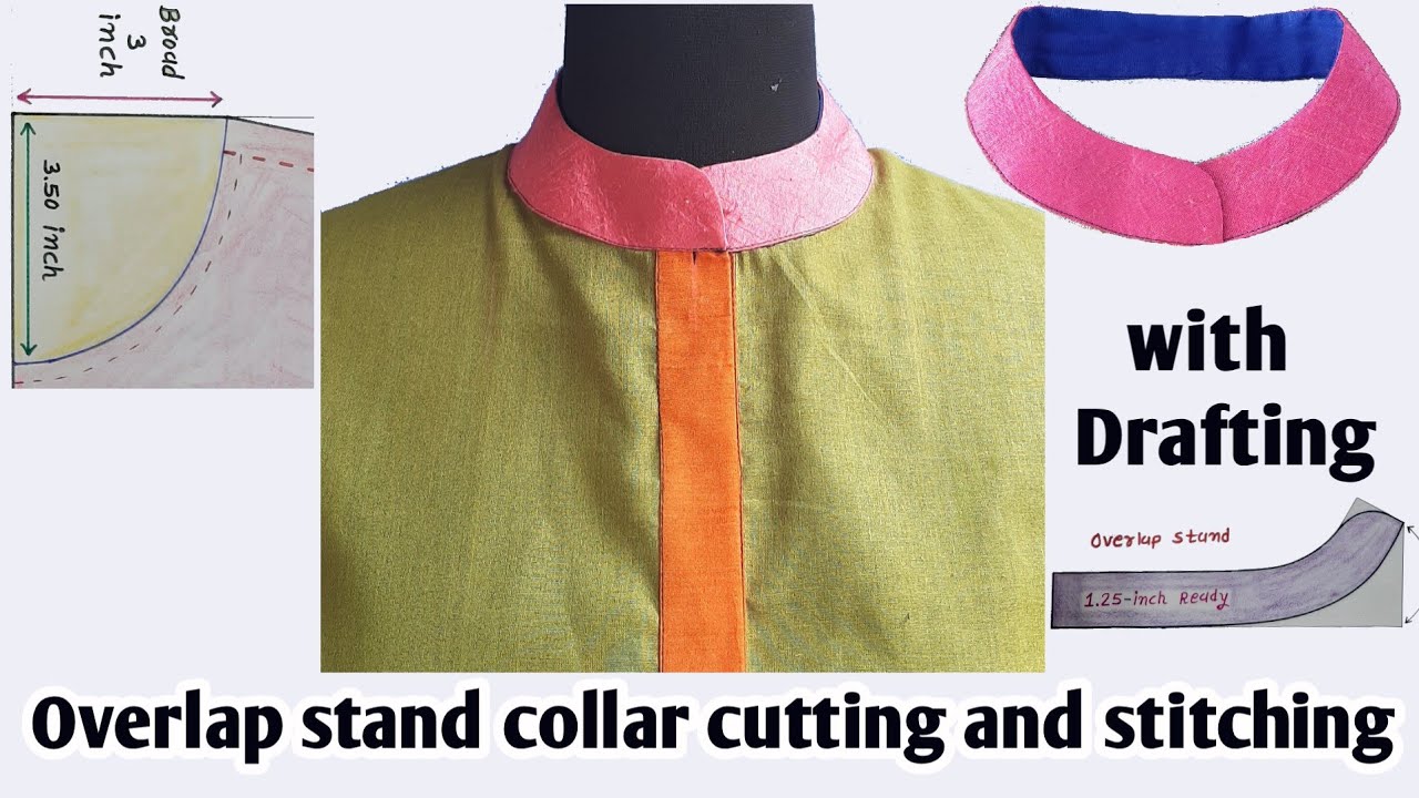 Overlap Collar ड्राफ्टिंग के साथ कटिंग-स्टिचिंग शीखे।