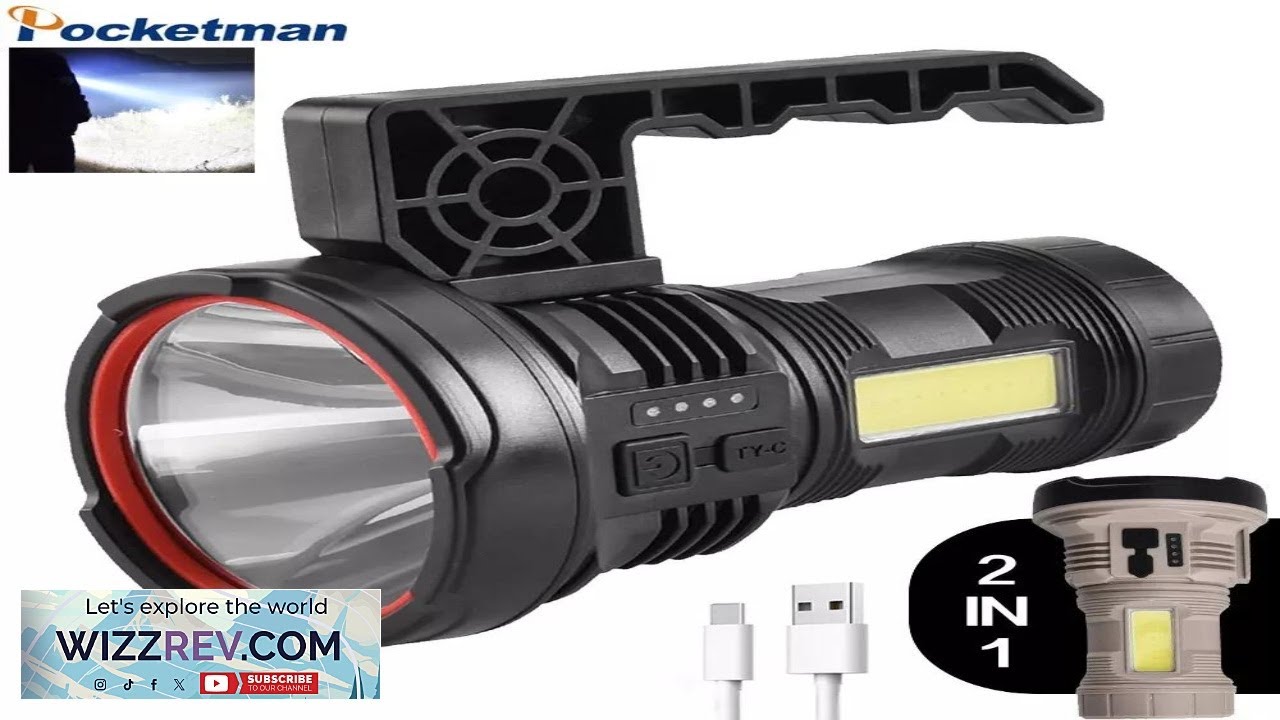 Super Bright LED Searchlight Portable Rechargeable Spotlight Handheld Flashlight eBay